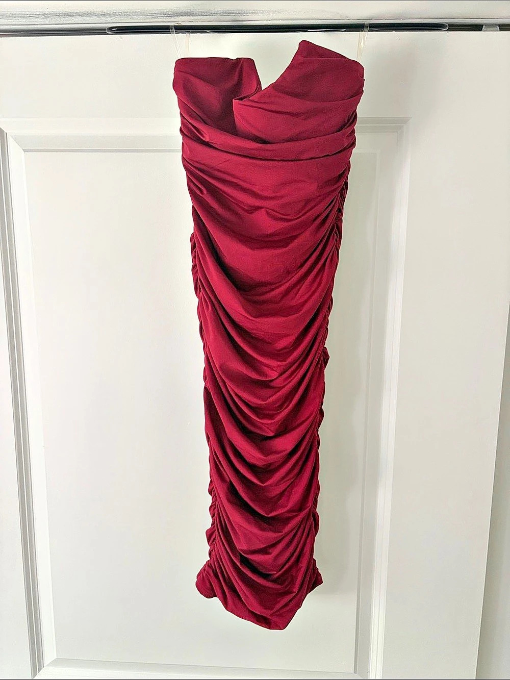 Oh POLL Ruched Maxi Dress in Red Size XS Like New